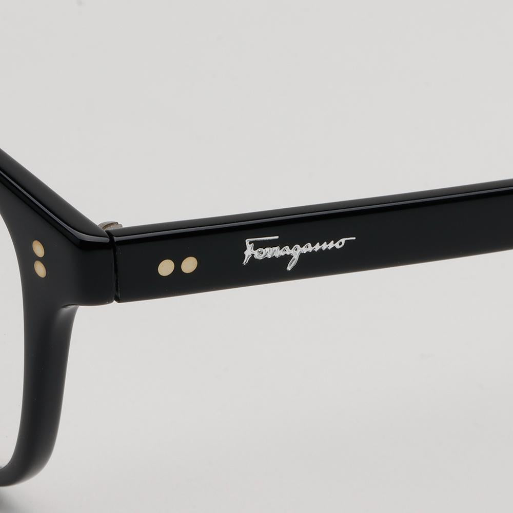 Ferragamo Black Rectangle Acetate Eyeglass Frames Unisex SF2913 001
