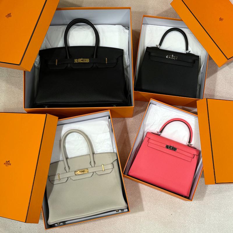 HERMES Togo Leather Birkin Bag Black 35 Tote