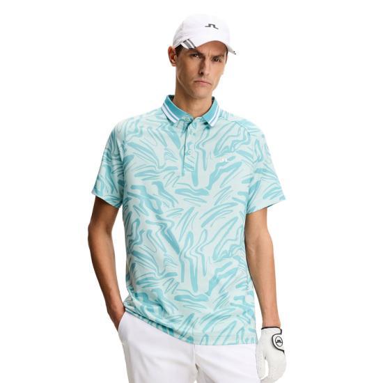 J LINDEBERG Scribble Print Stillwater Blue Short Sleeve T-Shirt GMJT15699 O592