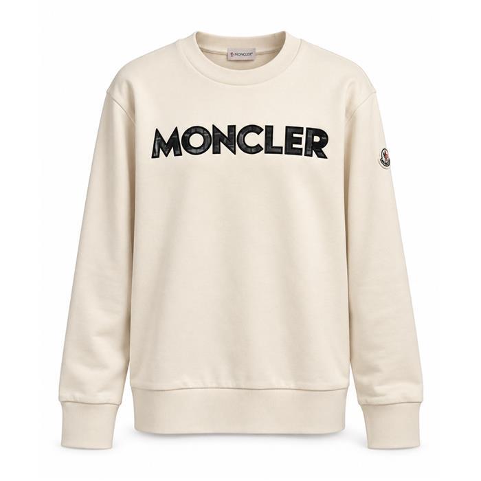 Moncler Logo Patch Cotton Sweatshirt Ivory