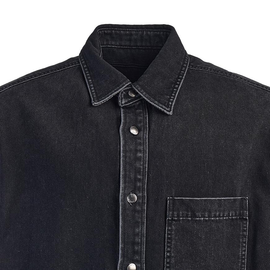 WOOYOUNGMI Men’s Denim Long-Sleeve Shirt Navy