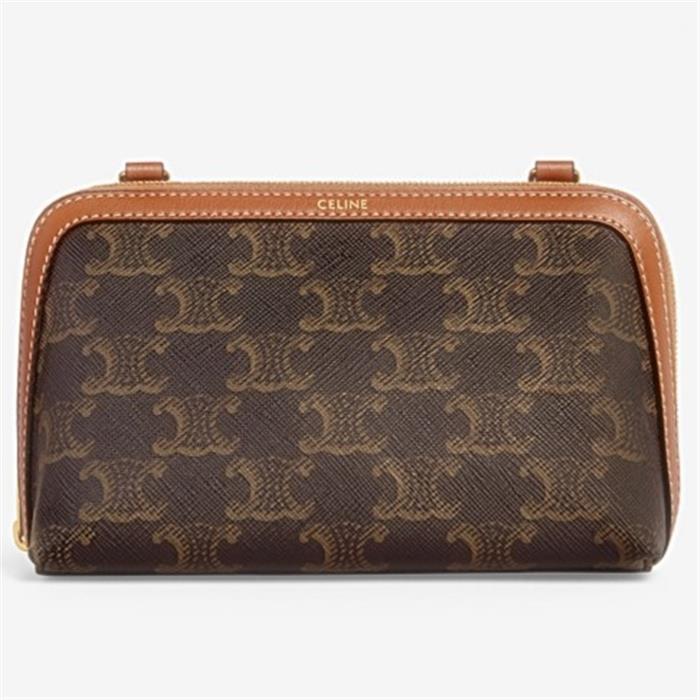 CELINE Triomphe Chain Clutch Bag Lambskin Crossbody