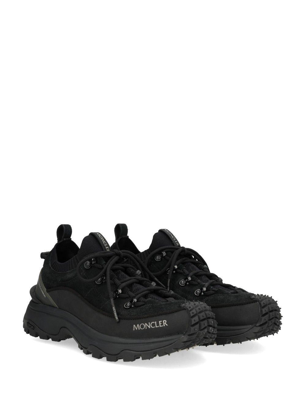 Moncler Black Leather Low-Top Sneakers for Men
