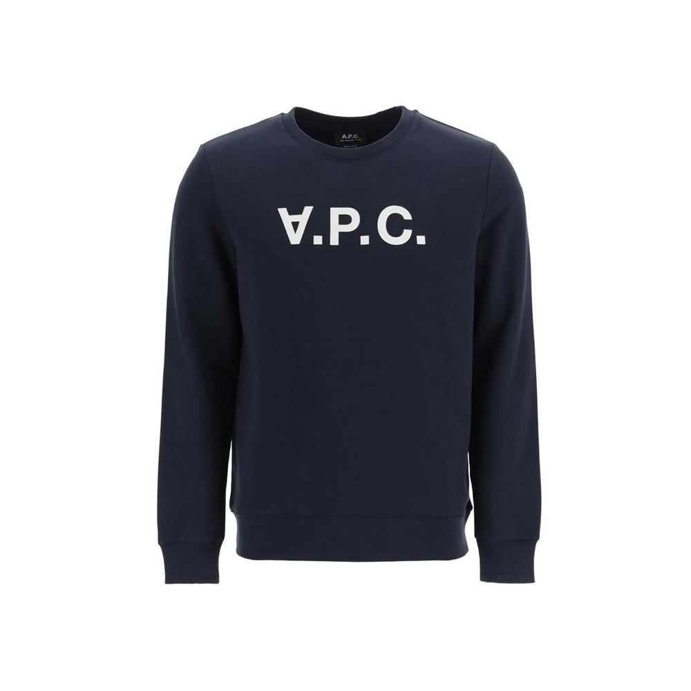 A.P.C. Dark Navy Velvet VPC Logo Crewneck Sweatshirt