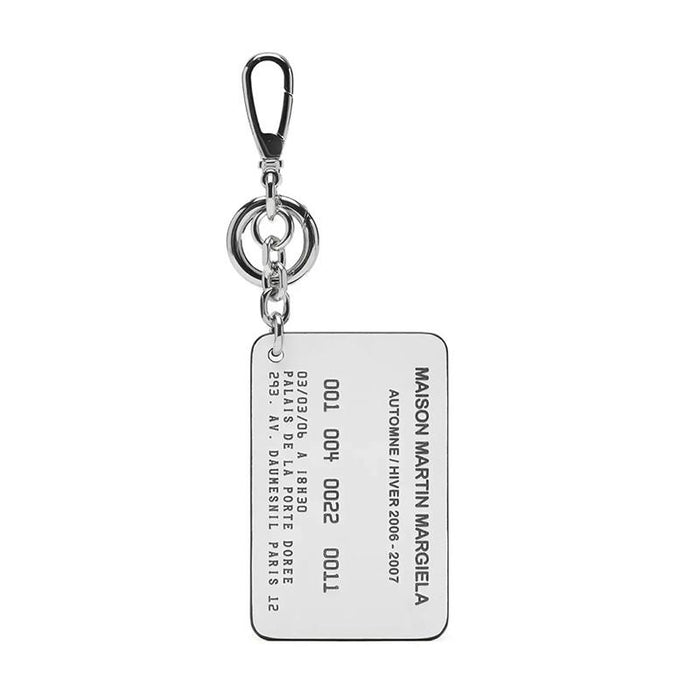 Maison Margiela Stitch Card Holder Keyring Black Leather Unisex
