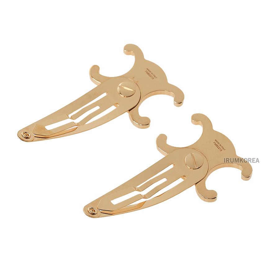 CELINE Triomphe Hair Clip for Women Orange