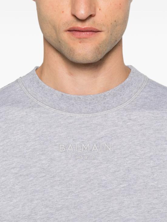 Balmain Long Sleeve Sweatshirt for Men HH1JQ130BD10 YHD GREY DOM