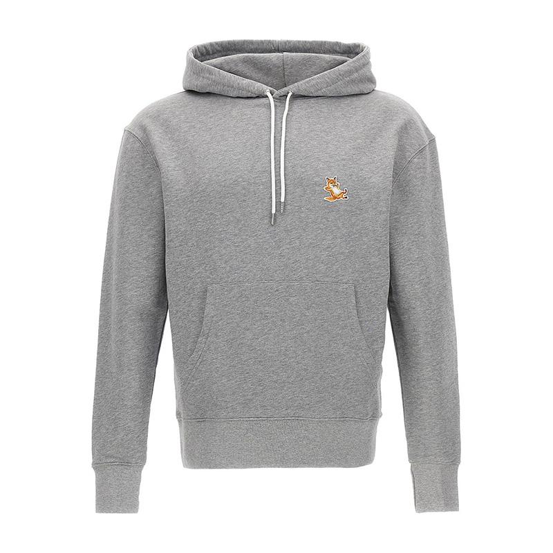 Maison Kitsune Chillax Fox Patch Hoodie Grey Unisex Cotton IU00355 KM0001 H150