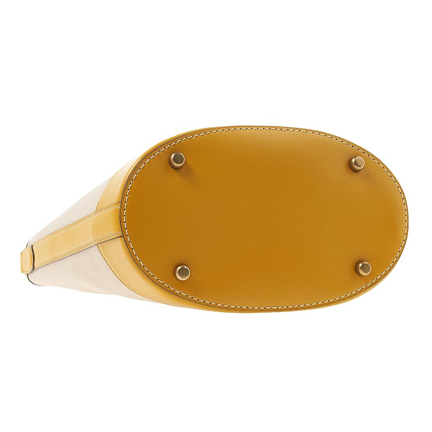 Coach Natural Canvas Yellow Gold Field Bucket Shoulder Bag