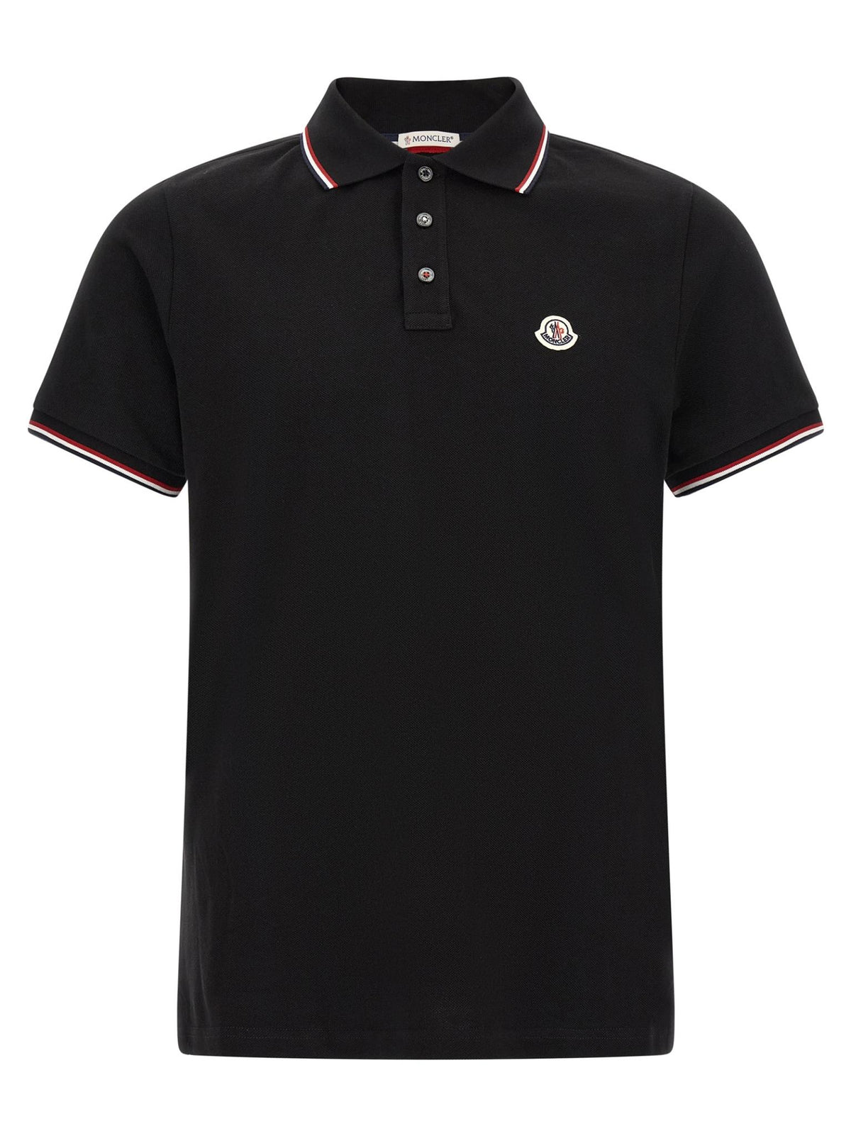Moncler Black Cotton Short Sleeve Polo Shirt for Men