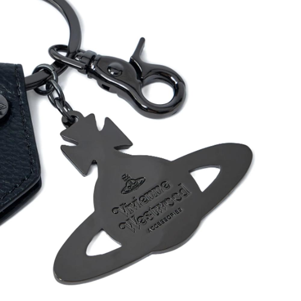 Vivienne Westwood Hammered ORB Logo Black Keyring 8203011MU OM0014 N403