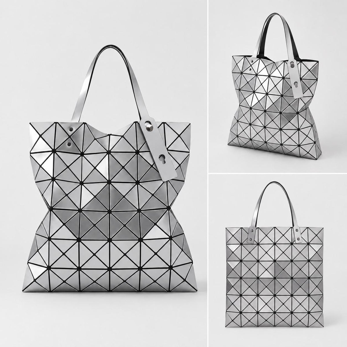 Issey Miyake Lucent 6x6 Tote Bag White Beige Silver AG053 AG053 AG053