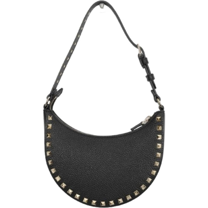 VALENTINO Grain Leather Mini Rockstud Hobo Bag P0AI7 VSH 0NO
