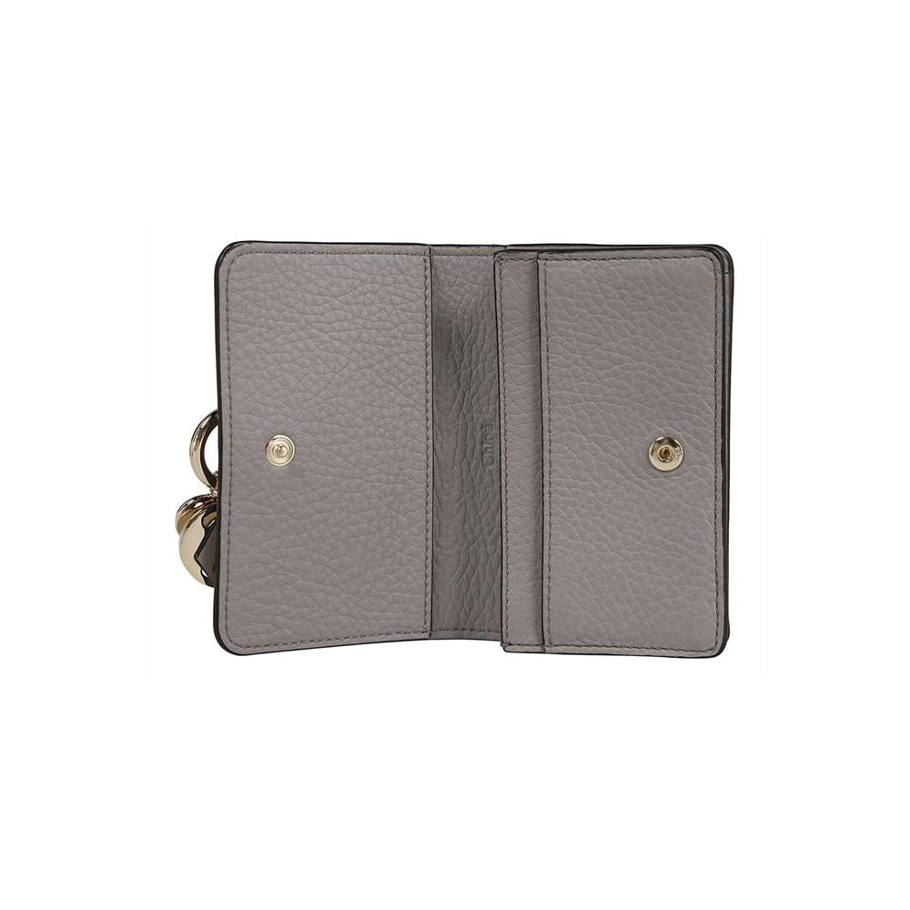 Chloe Alphabet Coin Card Holder Gray Leather Wallet