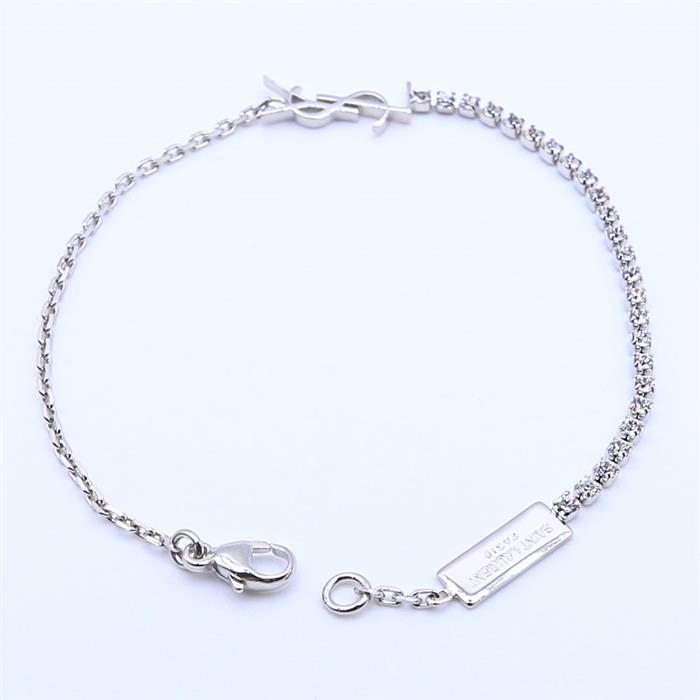 Saint Laurent Cassandra Charm Rhinestone Bracelet