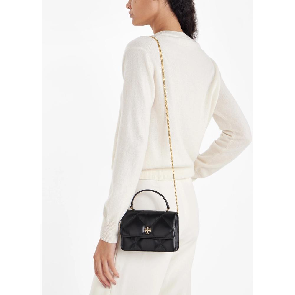 Tory Burch Kira Quilted Wallet Bag Black Leather Tote