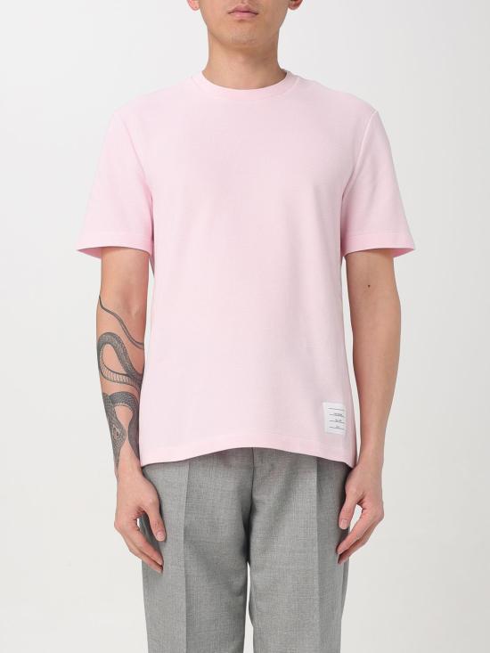 THOM BROWNE Pink Short Sleeve Cotton T-Shirt MJS123A 00050