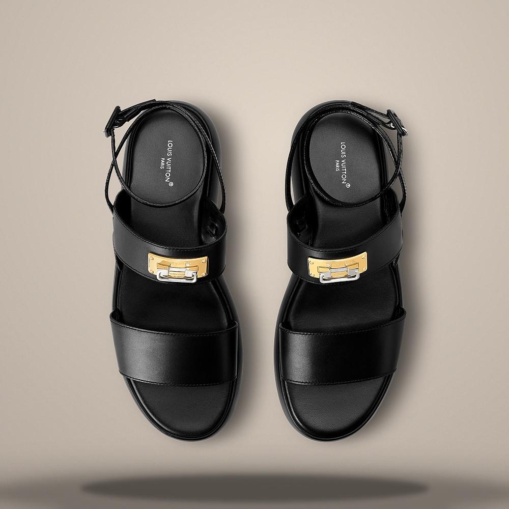 Louis Vuitton Men's Swing Lock Platform Sandals Black 1AJYDI