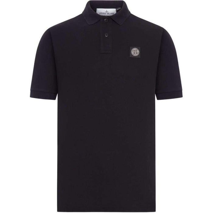 STONE ISLAND Logo Patch Black Cotton Polo T-Shirt Unisex