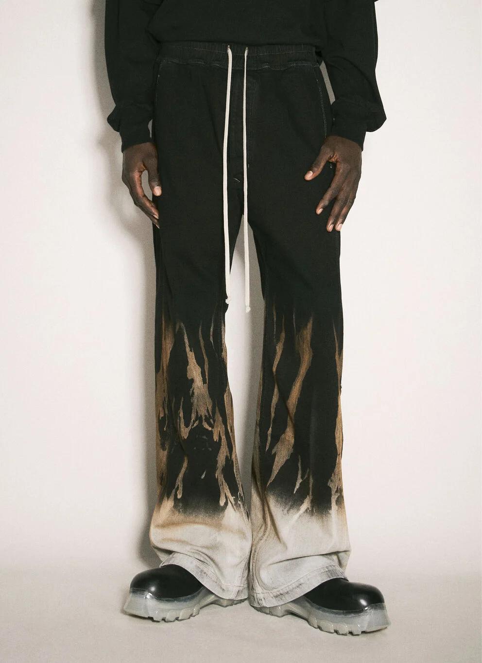 Rick Owens DRKSHDW Black Denim Pusher Pants Joggers DU02D2393 BSUN 0983