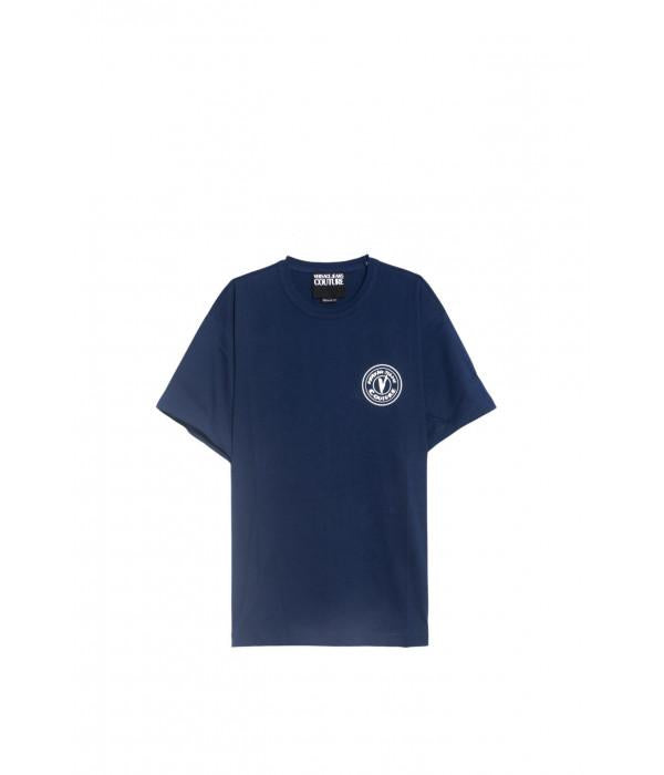 Versace V Emblem Embroidered Logo T-Shirt for Men 78GAHE07 CJ00E 283