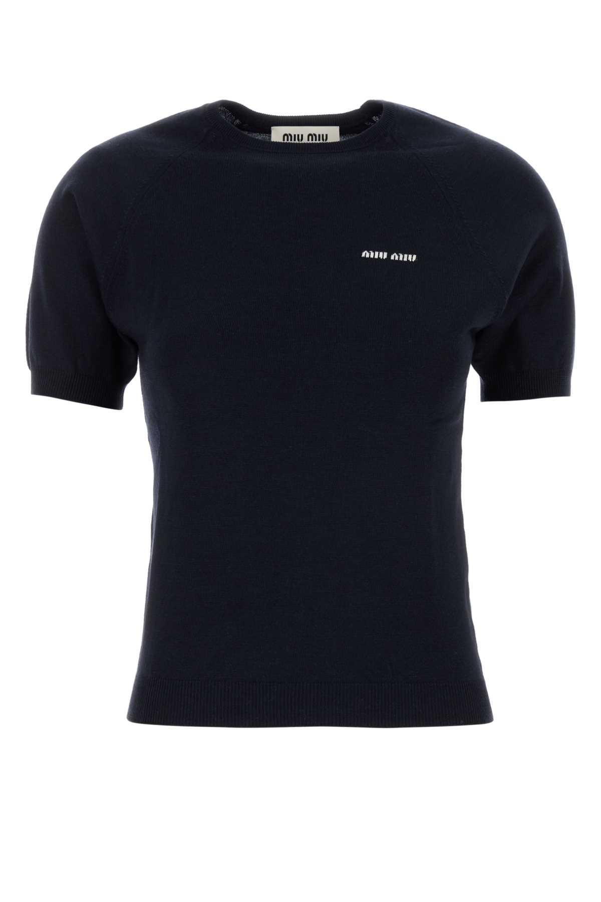 Miu Miu Black Wool Round Neck Knit Sweater