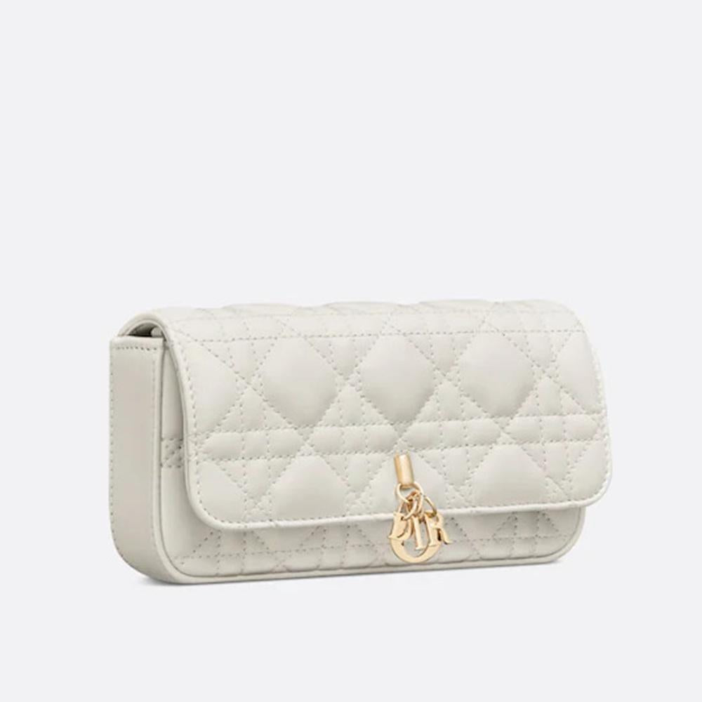 DIOR Lady Dior Phone Pouch My Dior Mini Crossbody Bag Black White
