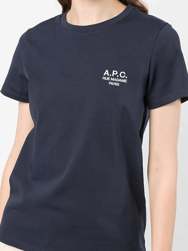 A.P.C. Women’s Navy Logo Short Sleeve T-Shirt