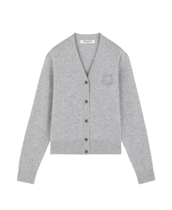 Maison Kitsune Bold Fox Head Embroidered Crop Cardigan Navy NW00510 KT1112 H120