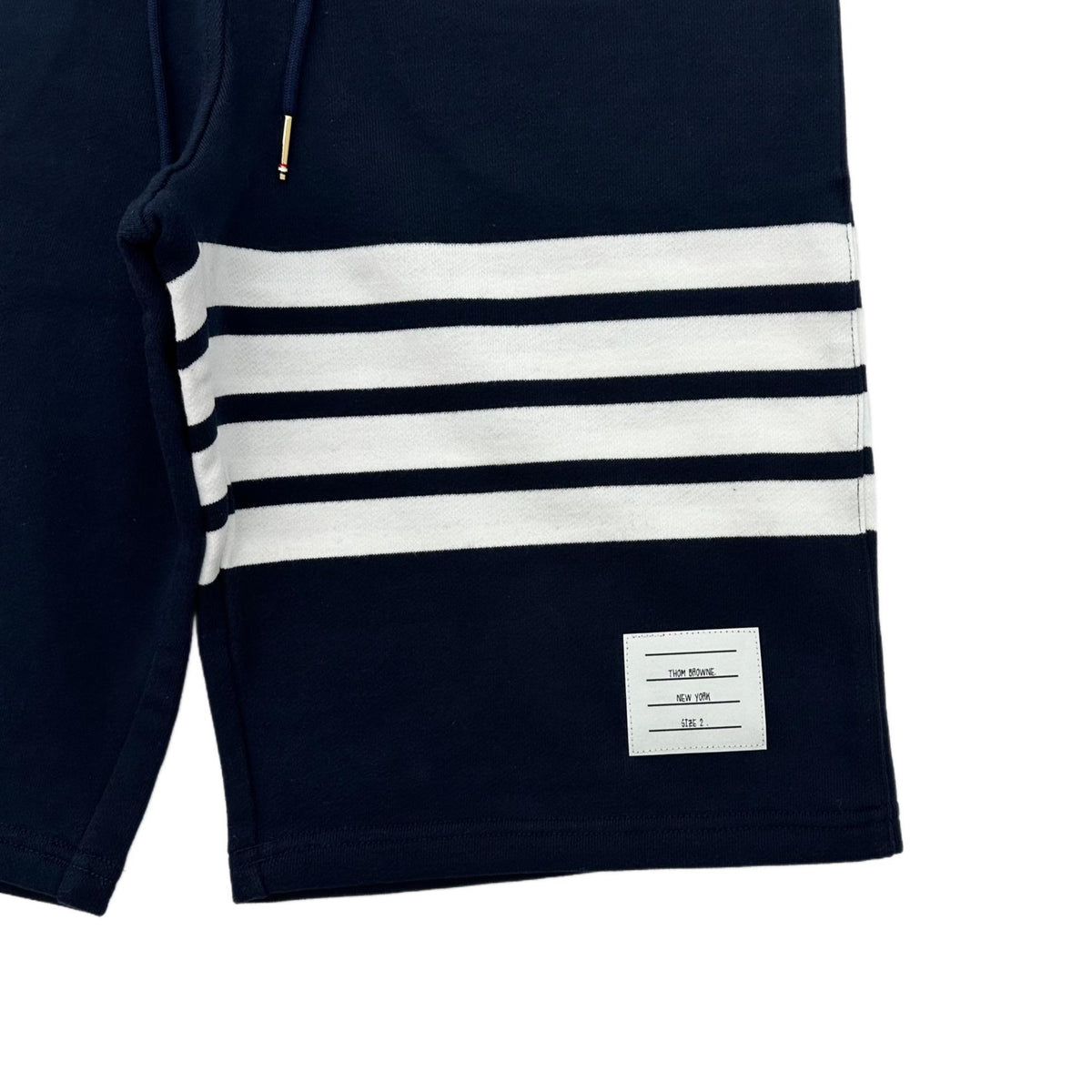 THOM BROWNE Striped Armband Fleece Sweat Shorts Navy Men’s