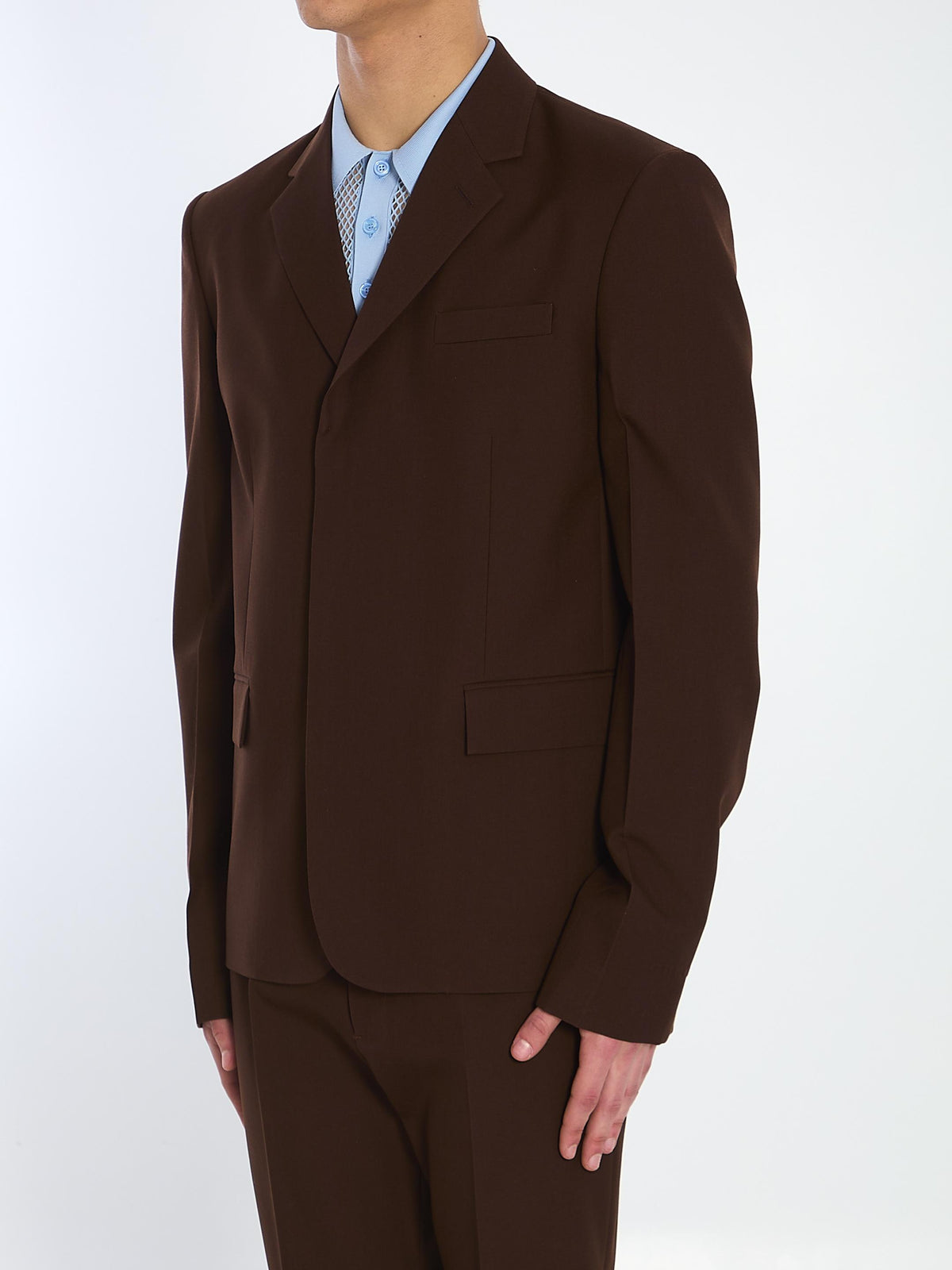 GUCCI Brown Wool Blend Single-Breasted Blazer Jacket for Men