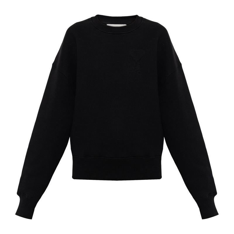 AMI Logo Crewneck Sweatshirt Unisex Black Cotton