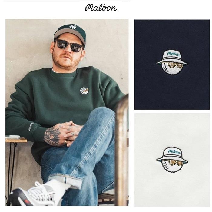 malbon Hunter Bucket Crewneck Long Sleeve Sweatshirt Black Men M 9556 BLK