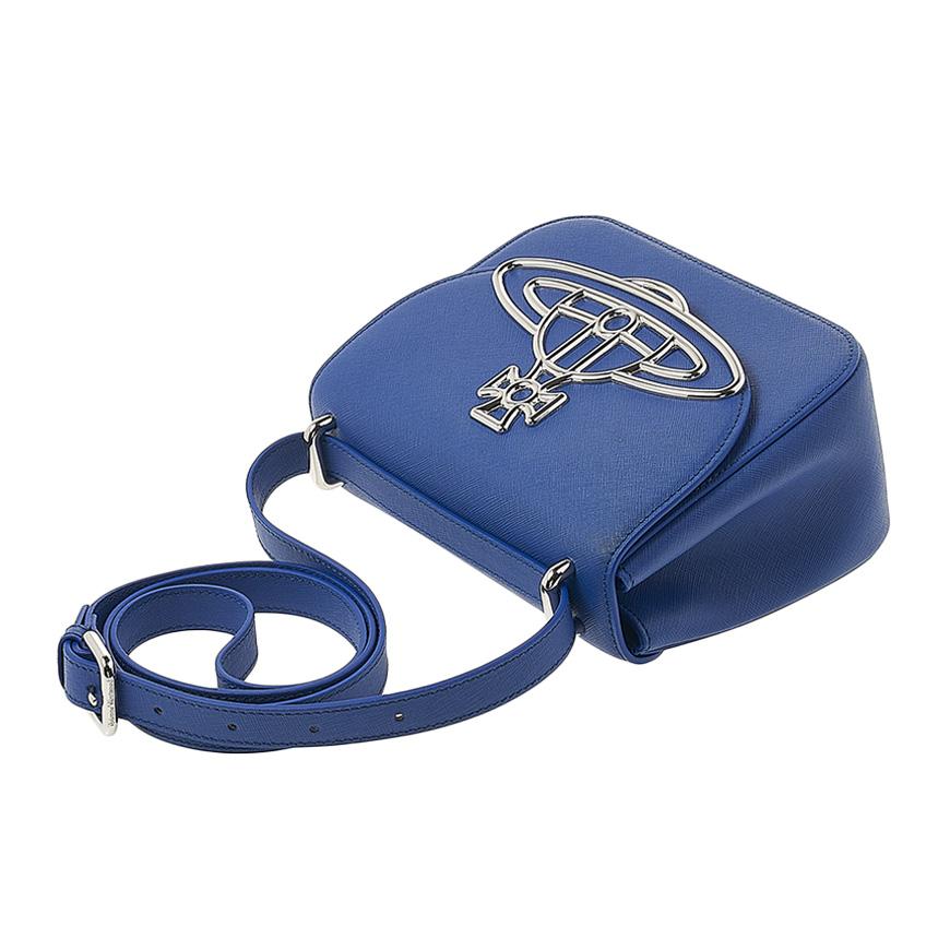 Vivienne Westwood Saffiano Linda Crossbody Bag Navy Leather