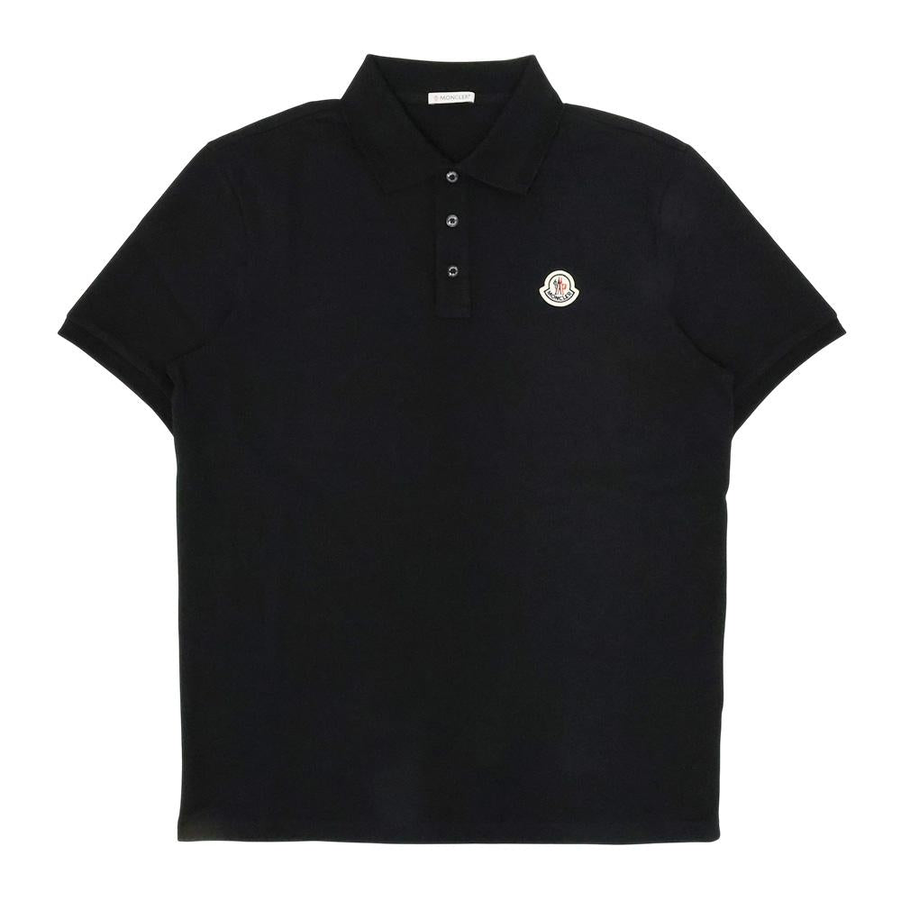 Moncler Logo Patch Short Sleeve Polo Shirt for Men Black