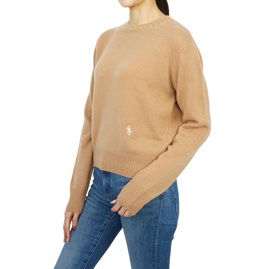 SPORTY&RICH Camel Round Neck Knit Sweater for Women