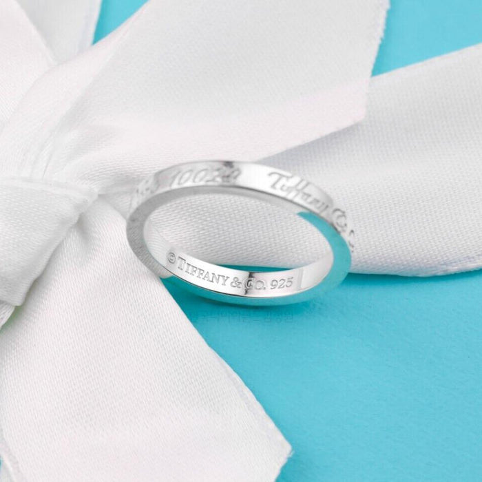 Tiffany & Co New York Logo Ring Women Sterling Silver Adjustable