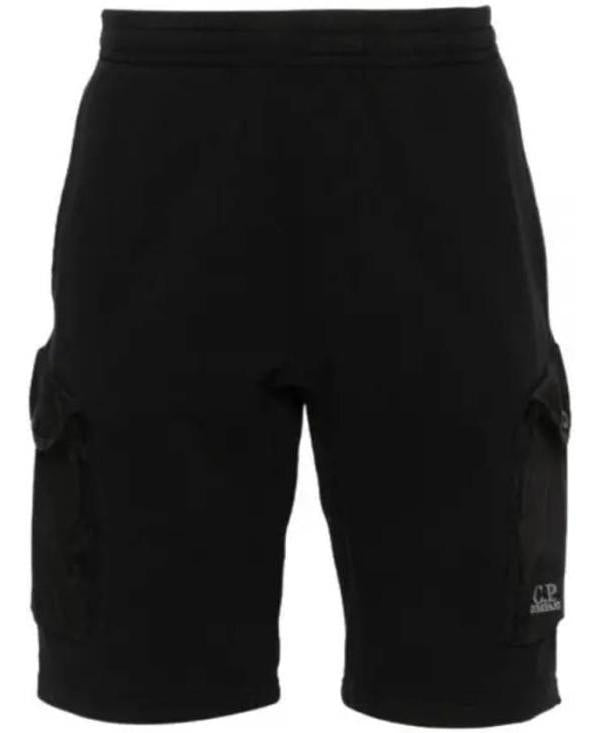 CP Company Cotton Fleece Mixed Cargo Shorts Black