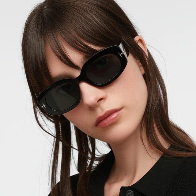 TOM FORD Oval Black Acetate Semi-Mirror Sunglasses Asian Fit TF1187F 01A