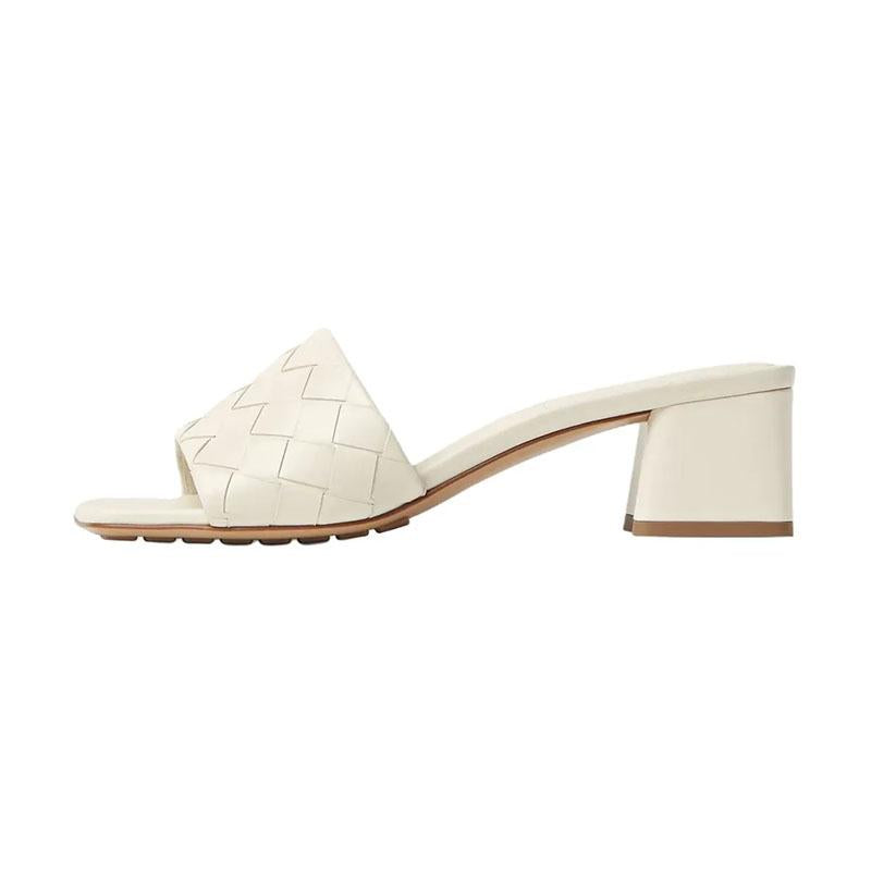 Bottega Veneta Parco White Leather Mule Sandals Women