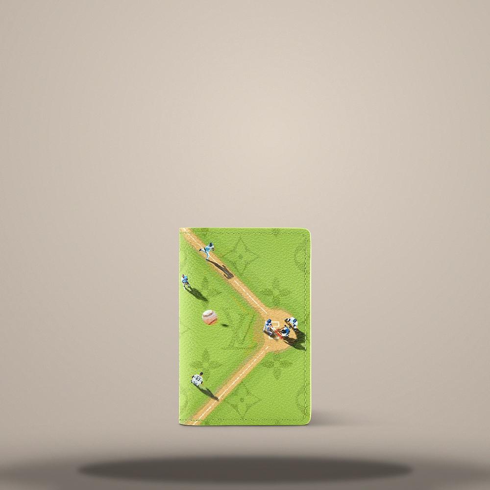Louis Vuitton Pocket Organizer Baseball Green Wallet M2A342