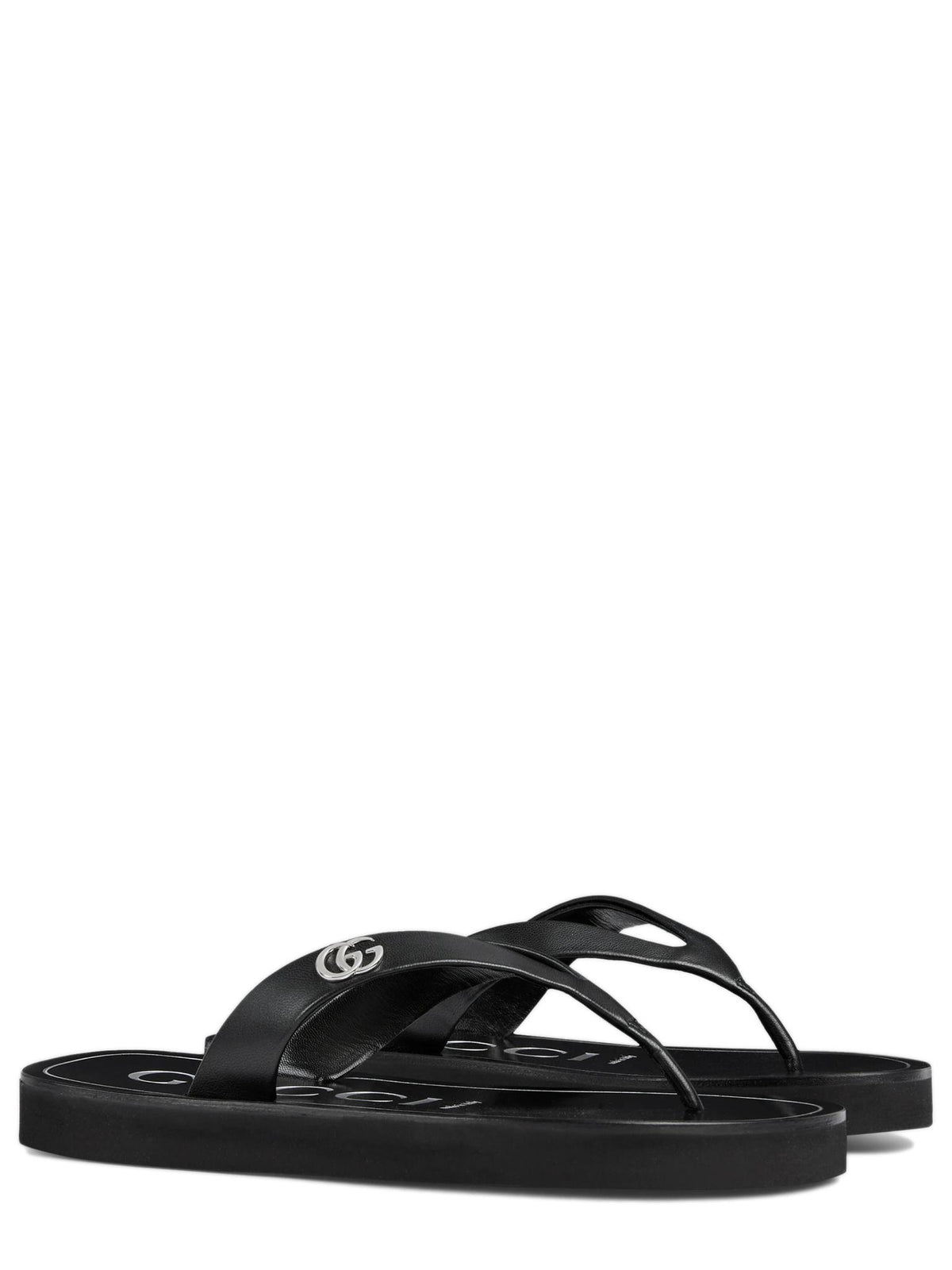 GUCCI Black Leather Strappy Sandals