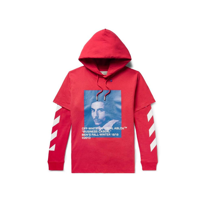 OFF WHITE Red Bernini Print Layered Hoodie for Men OMBB042F18192011 2030