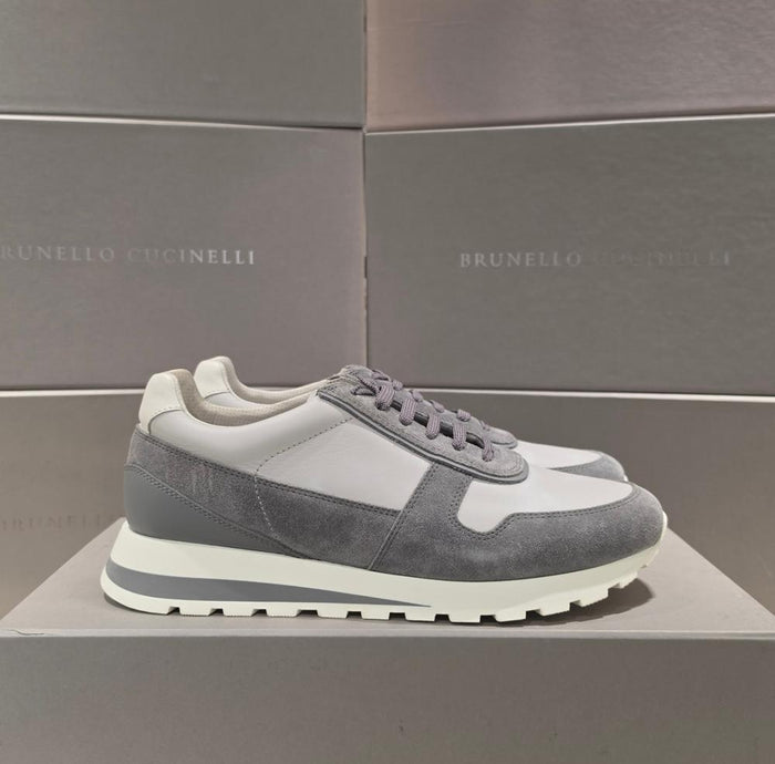 Brunello Cucinelli Men’s Suede Low-Top Sneakers Gray Charcoal
