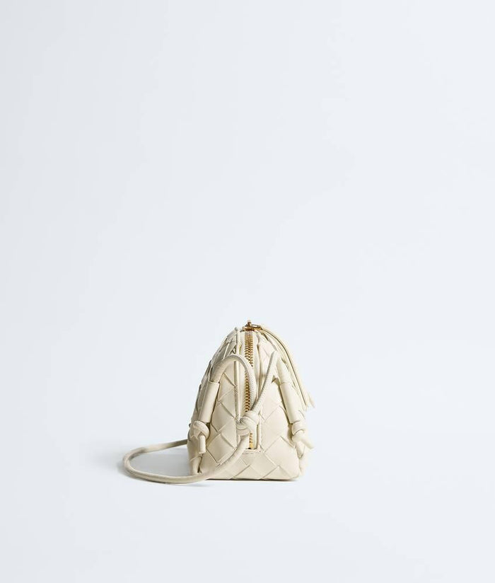 Bottega Veneta Intrecciato Sea Salt Leather Concert Pouch Crossbody Bag