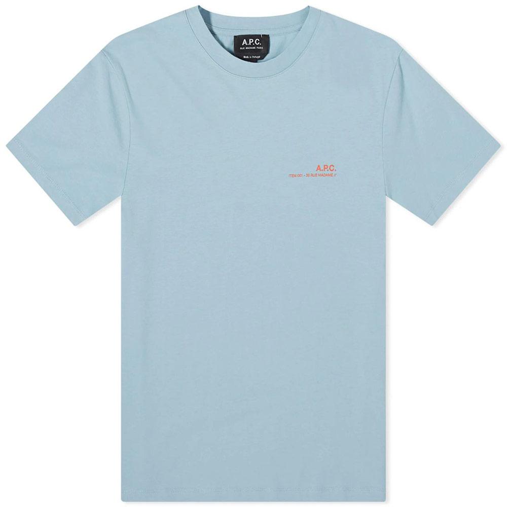A.P.C. Men’s Logo Short Sleeve T-Shirt Navy Cotton