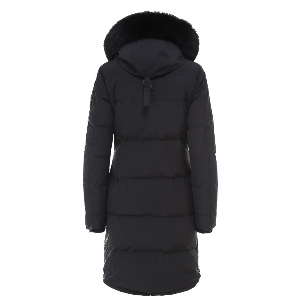 Moose Knuckles Black Fox Fur Mid Length Down Puffer Jacket