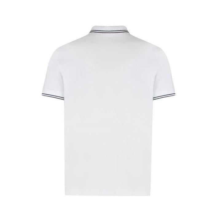 STONE ISLAND Logo Patch Short Sleeve Polo Shirt White Cotton Men