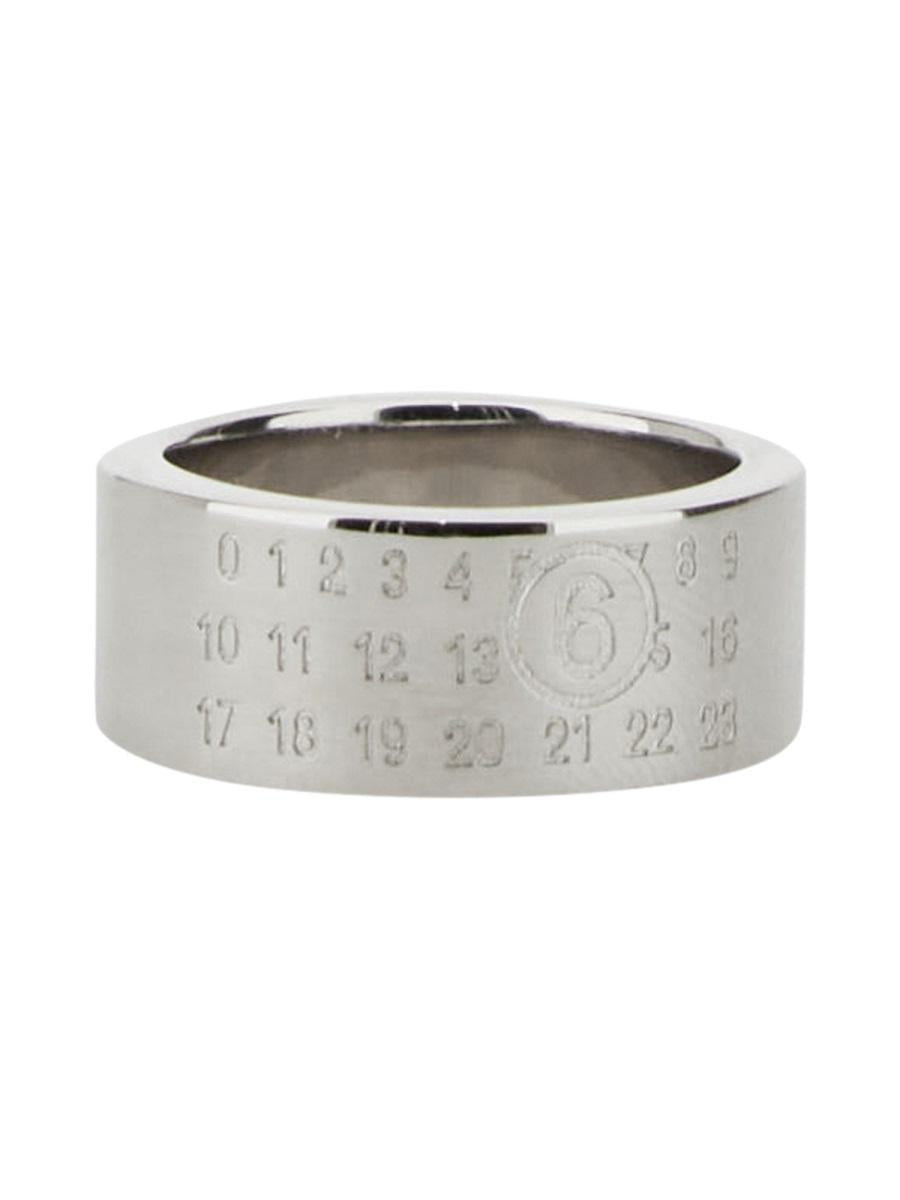 Maison Margiela Silver Tone Logo Band Ring