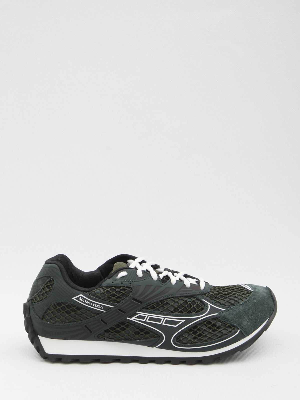 Bottega Veneta Green Leather Low-Top Sneakers for Men